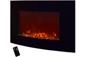 ‎SYNTROX GERMANY Syntrox Germany Horizontaler Wandkamin Elektrokamin Kamin mit Fernbedienung WK-2000W Jerez schwarz