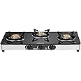 Sunflame Crystal 3 Burner Gas Stove | Wide Body Design | 1 Jumbo, 1 Medium and 1 Small Brass Burner | 2 Year Product Coverage by Sunflame | Manual Ignition | Heat Resistant Knobs | PAN India Presence