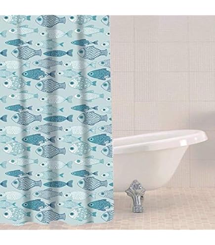 Bonhause Sea Turtle Shower Curtain - Teal Blue Ocean Theme