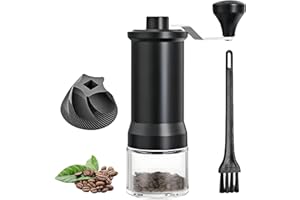 WANDGU Molinillo de café manual 18x5 cm - Molinillo cónico de acero inoxidable, alta precisión para café filtrado y espresso, diseño compacto y portátil para el hogar y los viajes, fácil de usar