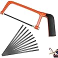 11 Piece Set Mini Hacksaw Set Professional Hack Saw with 10 Saw Blade Small Hand Saw Set for Wood Heavy Duty Mini Hacksaw Junior Hacksaw