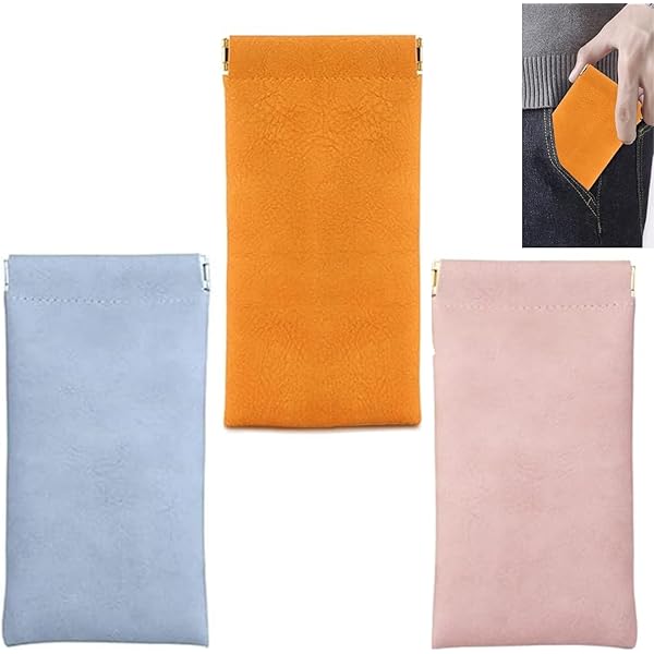 Custodia Doppia Pelle Custodia Doppia Per Occhiali In Pelle Morbida - Portatile Con Panno Pulizia E Chiusura A Pressione Accessorio Moda Pratico