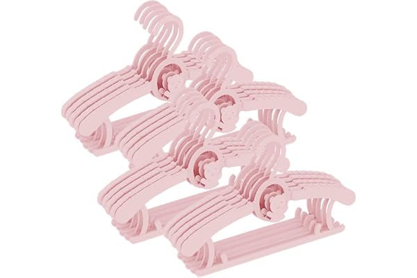 HGYZE 20pcs Cintre Enfant Extensibles avec Crochet d'ours Mignons, Cintres Multifonctionnels en Plastique pour Enfant 29-37cm avec Bandes Antiglisses - Empilables Porte Manteau Bébés, Rose