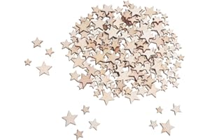 ‎CUWELT CUWELT 700 Stück Mini Holzsterne, Gemischt Kleine Holz Sterne 10/12/15/20mm, Stern Holzscheiben zum Basteln und Dekorieren, Verschönerung Holzstern für Weihnachtsbaum Anhänger Hochzeit DIY Baumschmuck