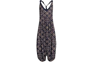 Kobilee Salopette Donna Estiva Larghe Elegante Playsuit Salopette Pantaloni Larghi Lunga Tuta Intera Curvy Overall Jumpsuit Casual Cotone Monopezzi e Tutine Oversize Lino