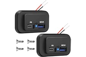Linkstyle Gniazdo ładowarki USB, Gniazdo USB QC3.0 port USB A i PD gniazdo szybkiego ładowania dla 12V RV Marine Motorcycle Truck 2szt.