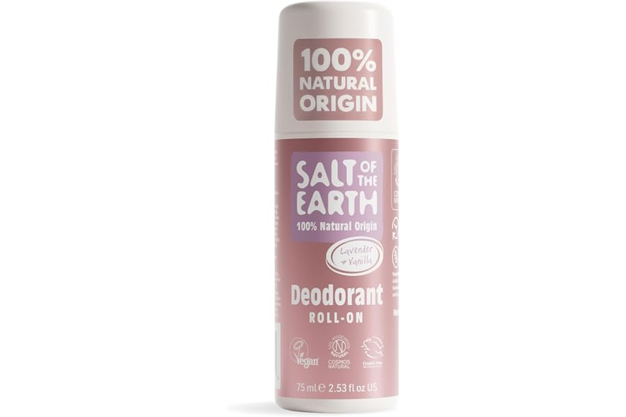 Salt of the Earth - Natural Deodorant Roll On - Lavender & Vanilla - Vegan Formula with Effective Long-Lasting Protection, Made in the UK - Suitable for Women, Men & Kids - 75ml