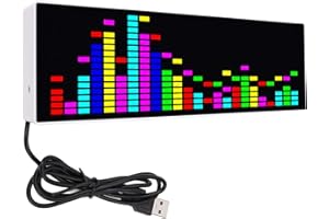 JIAWU Display dello spettro musicale, analizzatore musicale a LED, analizzatore dello spettro audio, misuratore di controllo del suono colorato, 12 effetti dinamici e 7 effetti cromatici