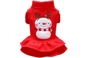 Balacoo Dog Christmas Skirt Snowman Pattern Pet Clothes Dog Dress Pet Supplies