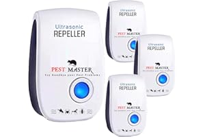 Pest Master - 4 x Ultrasonic Pest Repeller, Powerful Mouse Repellent - Wide Frequency Range Pest Control Device and Ideal for Mice, Rats, Mosquitoes, Cockroach, Moths, Ants - D4