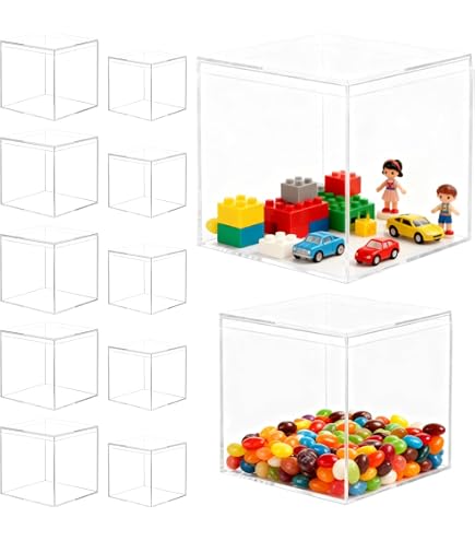 Lot De 4 Boîtes En Acrylique Transparentes Avec Couvercle 10x10x10 Cm - Rangement Bijoux Et Objets