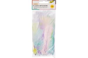 folia 53219 - Plumas Pastel, Plumas sintéticas, 10 g, Colores Surtidos en delicados Colores Pastel, Ideal para Manualidades Creativas, máscaras, Disfraces