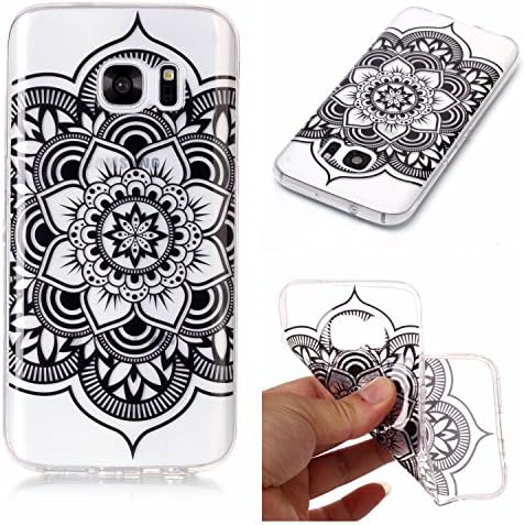 Galaxy S7 Gel Case, Samsung Galaxy S7 Clear Case, Edaroo Slim Thin fits Transparent Clear Soft Silicone Rubber Gel Rubber Protective Backcase Cover Bumper Shell Case for Samsung Galaxy S7 - Black Manadala