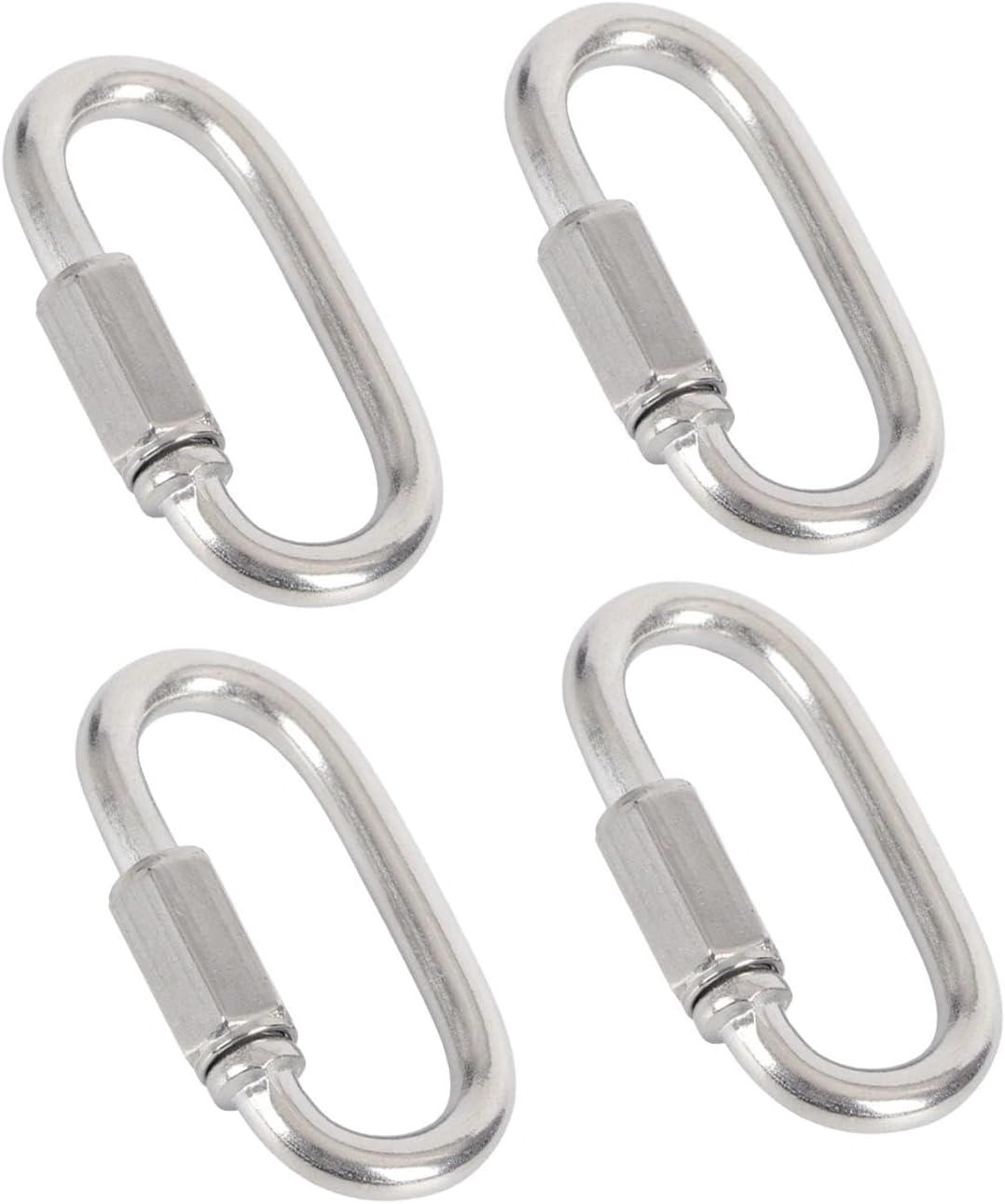4 Unidades de Mosquetones de Seguridad de Acero Inoxidable con Cierre Rápido y Tornillo M4 - Grapas en Forma D de Gran Resistencia para Senderismo, Camping, Escalada y Equipo de Aire Libre.