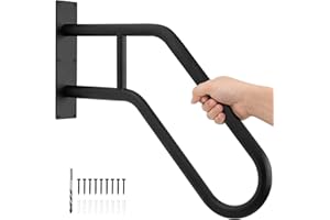 IBVIVIC Pasamanos en forma de U de 1 a 3 peldaños, pasamanos de escalera montados en la pared, pasamanos de metal para escaleras interiores y exteriores, mango de seguridad para jardín, garaje (negro,