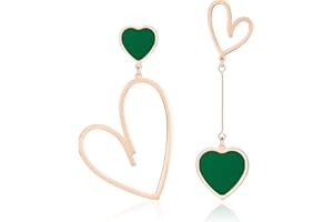 Linawe Boucles d'oreilles en forme de cœur, boucles d'oreilles suspendues, boucles d'oreilles en acier inoxydable pour femmes, boucles d'oreilles suspendues pour amoureux, or, argent, or rose