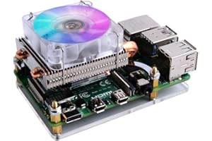 GeeekPi Raspberry Pi Low-Profile CPU Cooler, Raspberry Pi Orizzontale Ice Tower Cooler, Ventola RGB con Raspberry Pi dissipatore per Raspberry Pi 4 Modello B e Raspberry Pi 3B +/3B (Argento)