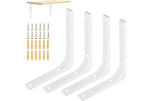 RunXinDa 4 Stück Regal Winkel Regalhalterung weiß, Regalwinkel Schwerlastwinkel, 90 Grad Metall Regalträger Schwimmende Wandregal für Winkel Regalbrett Halterung Wandhalterung(150 x 125 mm)(weiß)