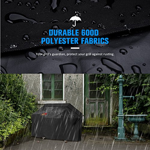 Grill Abdeckhaube, OMorc Grillabdeckung Wasserdicht BBQ Cover Schutzhuelle Haube Grill Abdeckplane für Weber, Brinkmann, Char Broil, Holland and Jenn Air (147x61x122cm) —Schwarz - 4