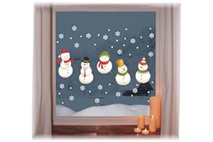 Heekpek Natale Vetrofanie Rimovibile Adesivi Murali Fai da te Finestra Decorazione Vetrina Wallpaper Adesivi Bianco Albero di Natale Adesivo Babbo Natale Pupazzo di Neve Buon Natale Vetrofanie