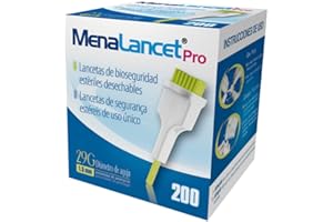 GERCARE Lancetas Glucosa de Seguridad Menalancet PRO 29G 100 Uds. Lancetas Desechables. Lancetas con Aguja de Acero Inoxidable. Lancetas Esteriles. Agujas Insulina (1 Paquete, 29G)