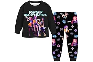 GÉNÉRIQUE Ensemble 2 pièces Pyjama pour Filles D'hiver Manches Longues Haut de Pyjama et Pantalon Vêtements avec Impression Anime pour Enfants Pyjamas pour Filles Ensemble Halloween Carnaval Fête (3-13 Ans)