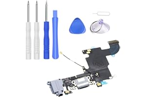 LTZGO Dock Connector für iPhone 6S (Weiß) Ladebuchse Flexkabel Ladeport USB Lightning Ladebuchse, Antenne, Audio Jack, Mikrofon Flex-Kabel + Werkzeug Set inkl Schraubenzieher