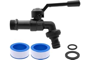 AIMEKE Grifo de 1/2 pulgadas para jardín, válvula de bola de latón exterior, resistente a las heladas -20 ℃, resistente al calor, 120 ℃, grifo de agua exterior con conexiones de manguera (negro)
