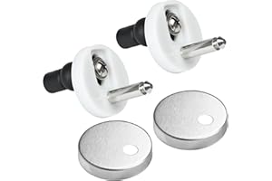 ROJINKADE 2 Pack Toilet Seat Fixings, Toilet Seat Hinges Fixings, Quick Release Toilet Seat Hinges, Toilet Fixing Kit with Spare Expanding Rubber Screws Nuts Bolts for WC Toilet Blind Holes