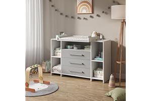 Vicco fasciatoio Oskar, Grigio, 143 x 100 cm XL con cassetti