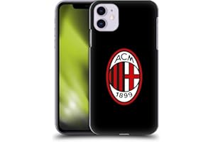 Head Case Designs Licenza Ufficiale AC Milan Colore Pieno Nero Stemma Custodia Cover Dura per Parte Posteriore Compatibile con Apple iPhone 11