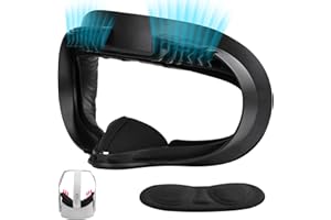 TECHKEN VR Facial Interface and Foam Replacement Set for Oculus Meta Quest 2 | Removable Facial Interface Frame & Foam Face Covers Replacement & Anti-Leakage Nose Pad & Lens Cover