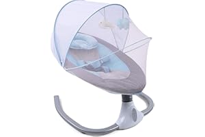 HARBIN-STAR Elettrica Altalena Sdraietta Neonati Funzioni Dondolo Automatico per Bambini fino 12 kg Baby Sdraietta comoda Dondolo Automatico 12 Melodie (Blu)