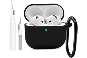 Teyomi Silikonowe etui kompatybilne z AirPods 4. generacji, z zestawem do czyszczenia, etui ochronne kompatybilne z AirPods 4, etui z karabińczykiem, obsługuje bezprzewodowe ładowanie, odporne na