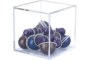 IGNPION Contenitore in acrilico per cialde di caffè, cubo, compatibile con tutte le cialde e capsule, contenitori in acrilico con coperchio (13 x 13 x 13 cm)