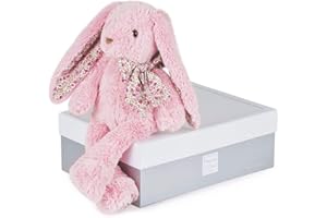 HISTOIRE D'OURS - Grande Peluche Lapin Copains Câlins - Boîte Cadeau pour Offrir - Rose 40cm - Doudou Peluche Douce et Mignonne - Cadeau Naissance Bébé Anniversaire Enfant - HO2435