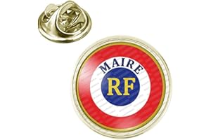 Badgmania Pin's Doré 20mm Cocarde Bleu Blanc Rouge RF Maire Ecriture position haute Logo 18mm Pins Bouton Epinglette