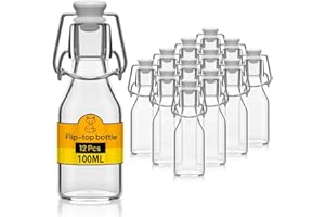 Flaschen-Fuchs 12x Bouteille en Verre avec Bouchon Mécanique 100ml - Bouteilles vides à remplir huile d'olive, bière, jus, liqueur