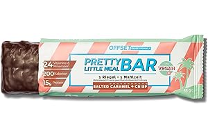 ‎OFFSET NUTRITION Pretty Little Meal Bar Salted Caramel & Crisp von OFFSET Nutrition, leckerer Proteinriegel als vollwertige Mahlzeit, 200 Kalorien pro Portion, mit salzigem Karamell-Geschmack, 6 Stück