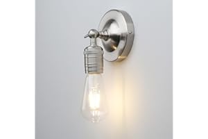 Phansthy Simple Style Retro Industrial Wall Light One-head Wall Lamp without Shade Vanity Mirror Lighting suit for E27 Bulbs (Brushed)