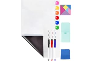 ‎CHMMY CHMMY Magnetisches Whiteboard Folie, 45 x 100 cm Magnetfolie Selbstklebend Weiß, Abwischbare Magnet-Tafel, DIY Magnettafel Folie,3 Whiteboard Marker, 6 Magneten, Tuch, Tangram, Magnetic Pen Holder