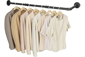 YheenLf Kleiderstangen L form, Industrial Kleiderstange Wandmontage, Kleiderständer Kleiderschrank, Garderobenstange Wand für Bad Flur Küche, 90x30cm, Schwarz