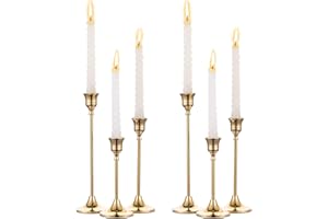 NUPTIO 6 Piezas Candelabro Cónicos de Metal Dorado de Latón Portavelas, Adornos de Candelabro de Pieza Central Decorativos Antiguos y Modernos para Mantel de Mesa Regalo de Inauguración