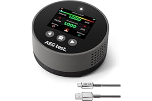 AEGTEST HOUND-1085 Détecteur de radon avec capteur haute sensibilité, alarmes sonores et visuelles, écran LCD couleur TFT, surveillance du radon à long terme pour la maison, pCi/L ou Bq/m³ – Gris