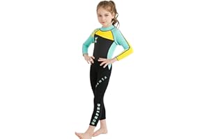 FEOYA Combinaison de Plongée Enfant Fille Néoprène 2.5MM Manches Longues Age 3-9 Ans pour Plongée Natation Activités Aquatiques