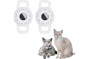 TECDW 2 Pezzi Custodia Silicone Protettiva Per AirTag,Collare Per Gatto AirTag Accessori,Compatibili con Apple AirTag,per il Tracciamento Cani/Gatti/Animale Domestico Collare e Bambini/Borse (Bianco)