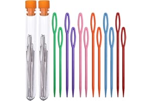 30 pezzi grandi occhi smussati,SENHAI Filo Filato per maglieria Ago da cucito Misura Crochet per rammendo Bordatura Quilting Tessitura Arazzi Artigianato,18 pezzi acciaio inox e 12 pezzi plastica