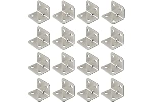 MONSULLY 100 Pcs Stainless Steel Corner Bracket,L Shape Corner Brace/Heavy Duty Angle Brackets/Shelf Supports,90 Degree Right Angle Brackets,Right Angle Bracket Fastener,32*23.5mm