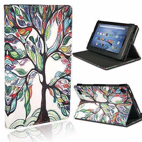 FINDING CASE for Amazon Fire 7 Tablet Case with Alexa | 7" Display (9th Gen 2019 & 7th Gen 2017 & 5th Gen 2015 Releases) Folio Leather Smart Folding Protective Stand Cover Colorful Tree