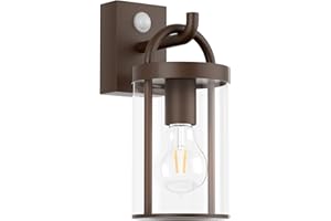 Klighten Zewnętrzna lampa ścienna w stylu vintage, z czujnikiem ruchu, przemysłowa lampa ścienna, lampa ścienna retro, aluminiowa lampa ścienna, gniazdo E27, IP44, rdzawoczerwona, bez żarówki